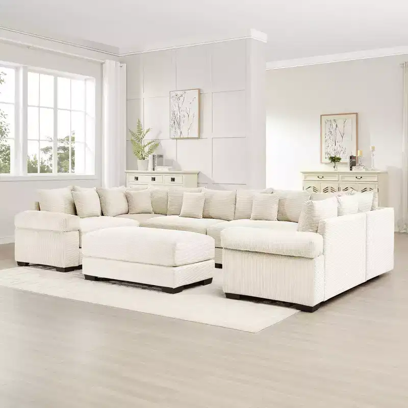 Oversized Cloud Modular Sectional Couch, Convertible Sectional Couches , Extra-Wide Armrests With Chaise