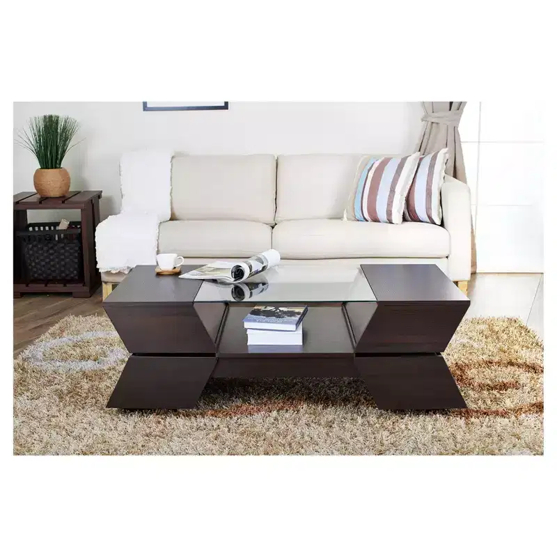 HOMES: Inside + Out Kayce Modern Geometric Inspired Coffee Table Espresso