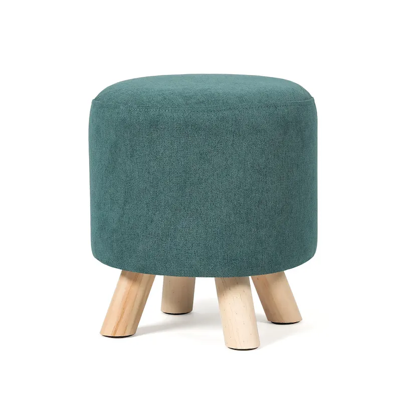 Adeco Round Ottoman Footrest Upholstered Padded Pouf