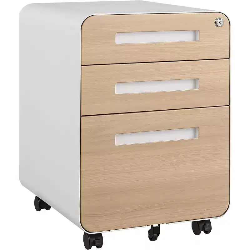 Steel 3-Drawer Mobile File Cabinet with Lock & Casters 22.83''H