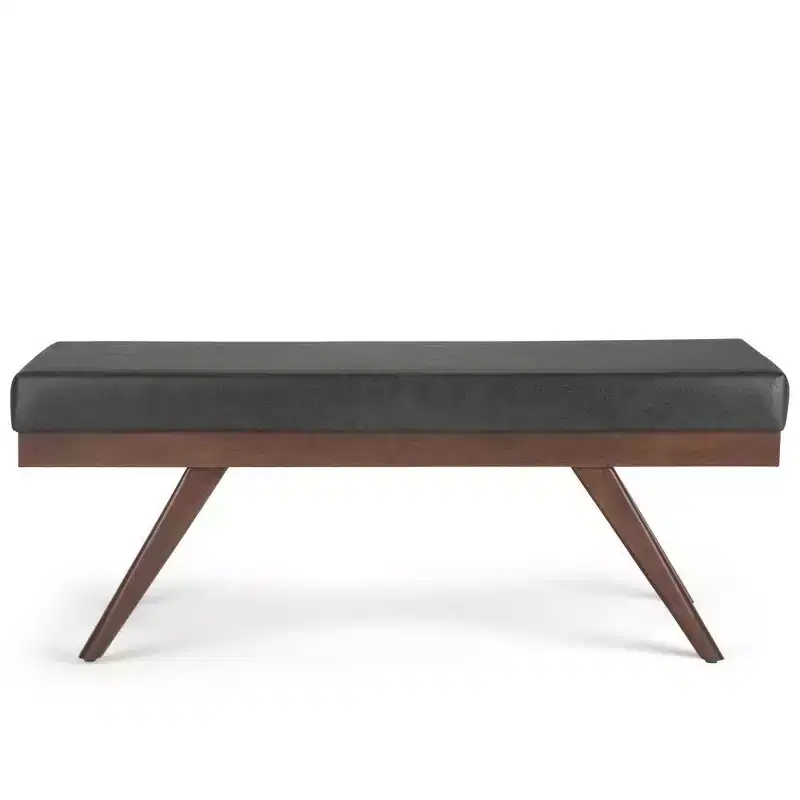 48 Nadine Mid Century Ottoman Bench Faux Air Leather - Wyndenhall