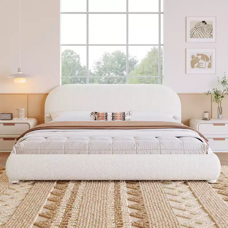Christopher Knight Home Emilia Modern Upholstered Platform Bed with Curved Headboard