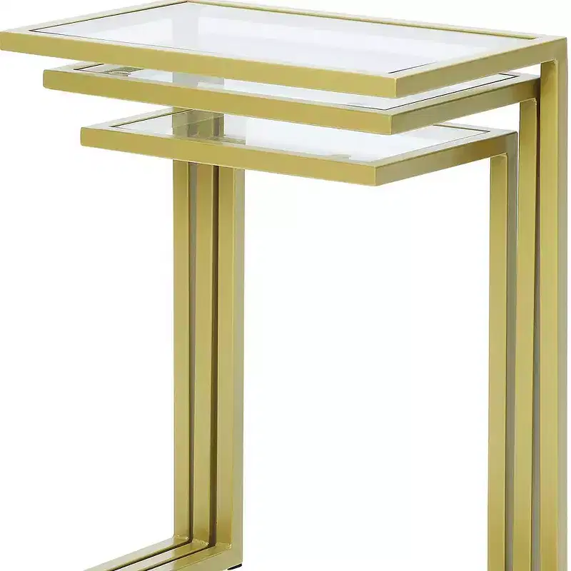 HomeRoots 24 Chrome Glass Rectangular End Table