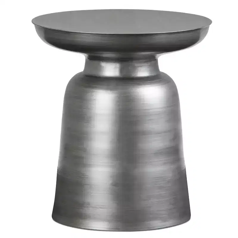 Round Metal Accent Side Table – Silver / Gold / Antique Copper / Gold-Black Ombré – 1 Piece