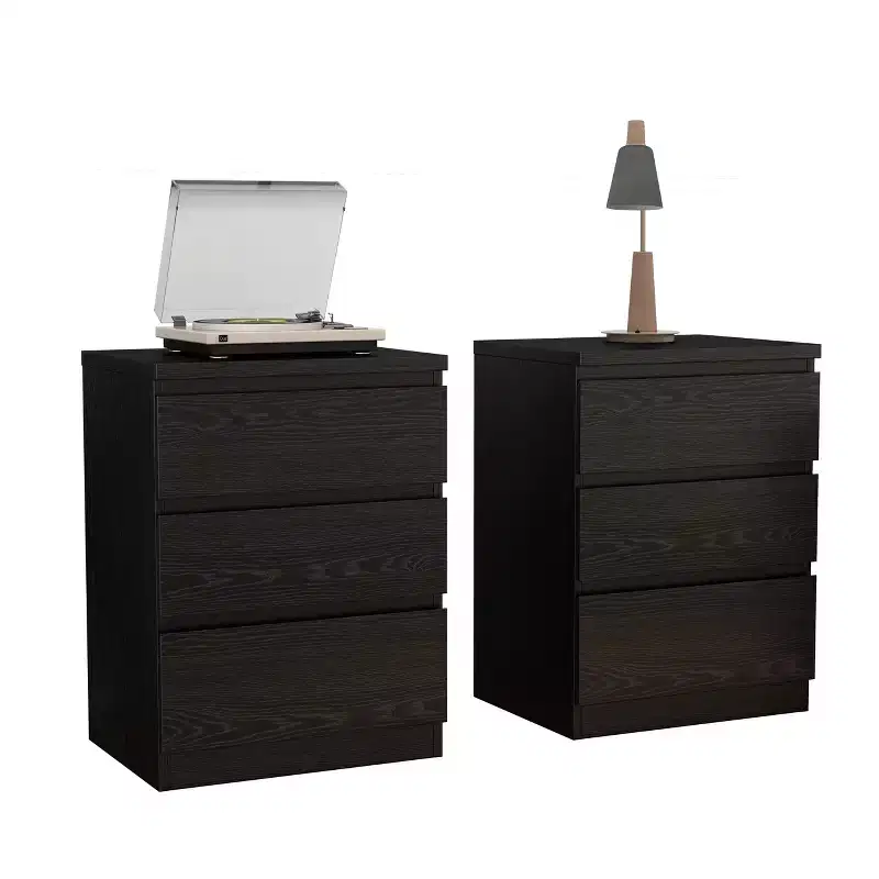 Stylish Functional 3 Drawer Nightstand for Bedroom Living Room