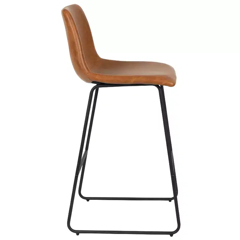 Merrick Lane 30 inch Faux Bar Height Bucket Seat Stools, Set of 2