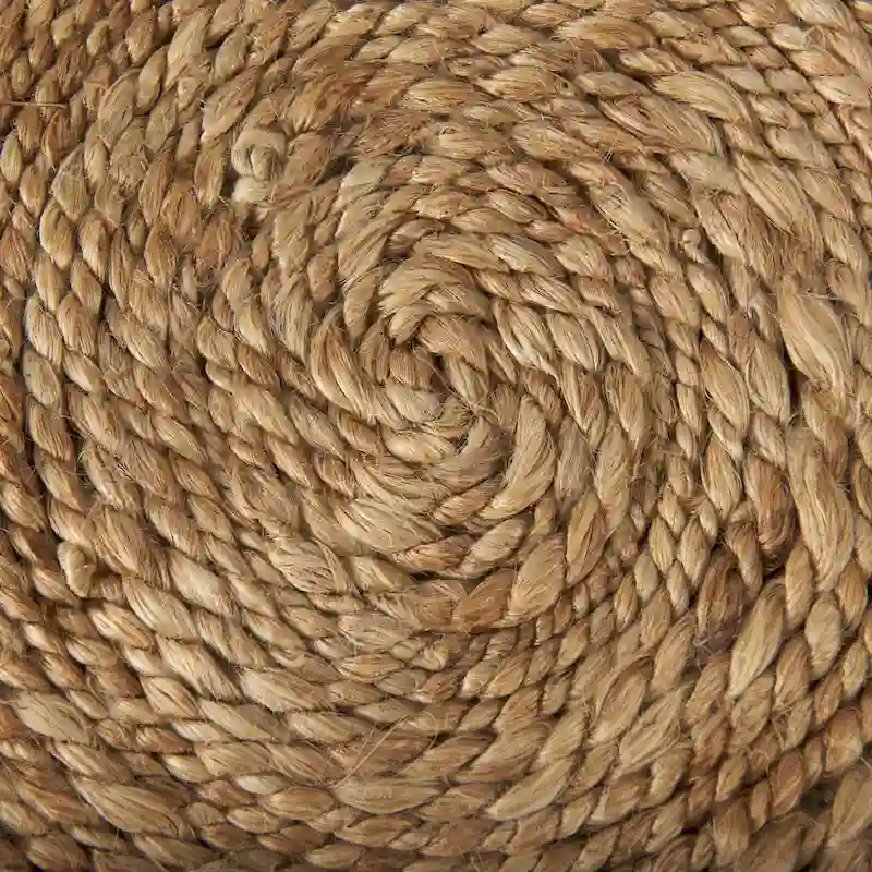 Handwoven Brown Wool Round Pouf with Diamond Weave Pattern