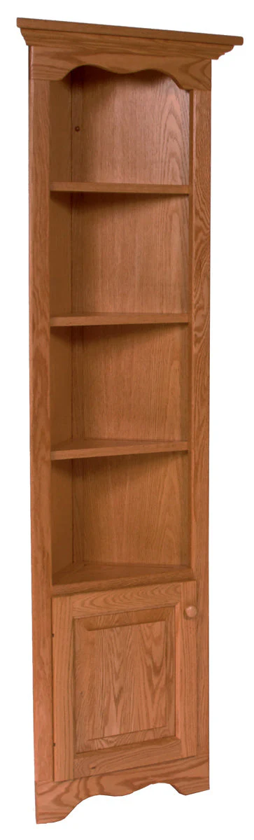 Solid Wood Corner Display Cabinet with Bottom Door and Adjustable Height