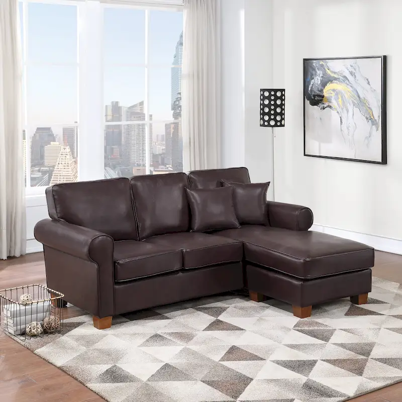 Rylee Rolled Arm Sectional with Pillows