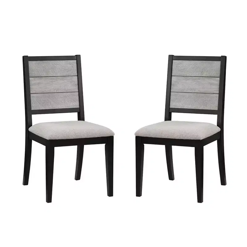 Simple Relax Set of 2 Fabric Upholstered Dining Side Chairs in Dove Grey and Black