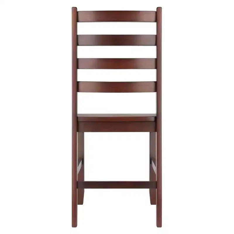 2pc Hamilton Ladder Back Chair - Antique Walnut - Winsome: Hardwood Frame, Non-Upholstered, 220lb Capacity