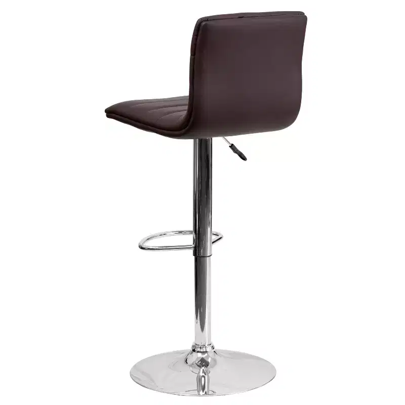 Emma and Oliver Coti Modern Channel Tufted Upholstered Height Adjustable Mid-Back Stool and Pedestal Base with Footrest