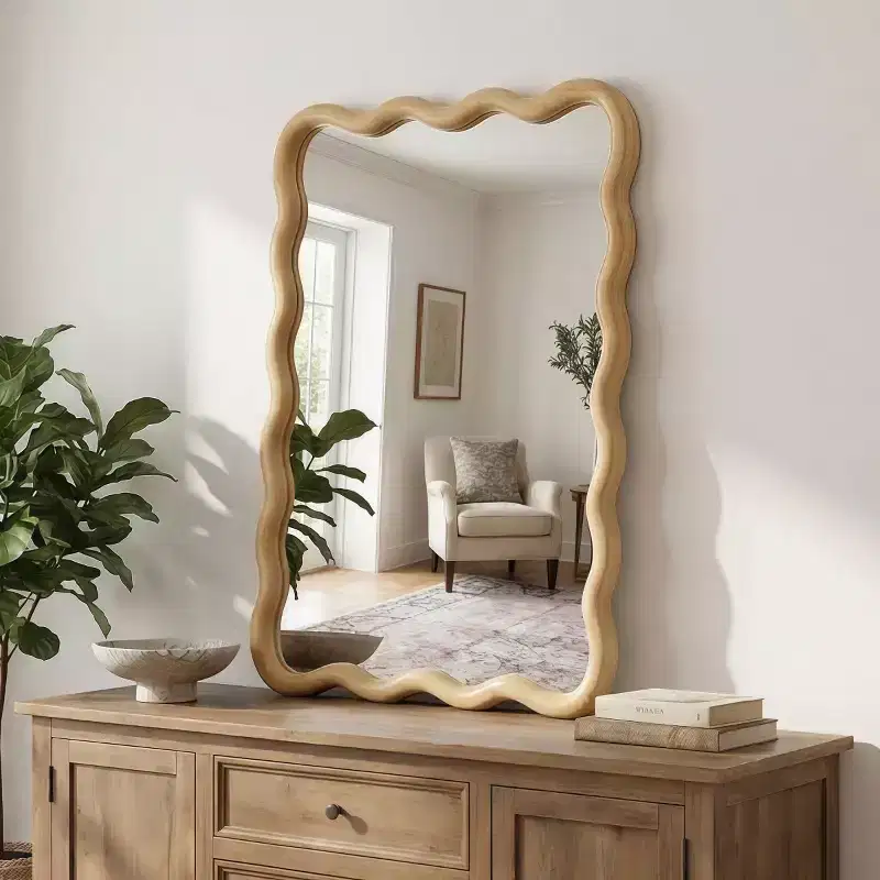 20 x 30 Rectangular Decorative Wall Mirror with Solid Wood Frame, Accent Vanity Mirror for Bathroom or Entryway-Panipeachy