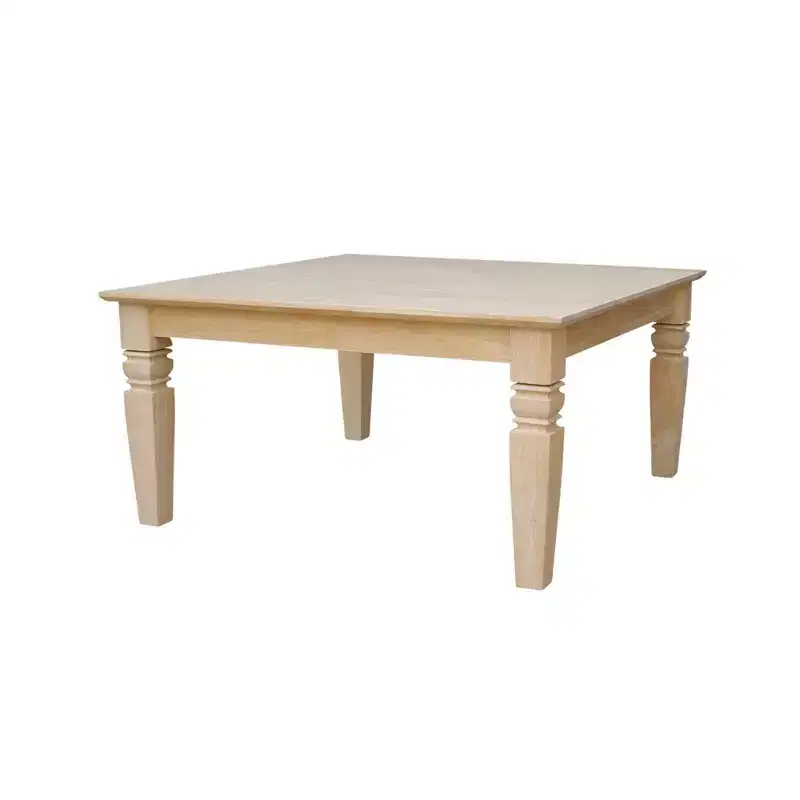 Java Square Coffee Table Wood/Tan - International Concepts: Unfinished Hardwood, Farmhouse Style, 18" High