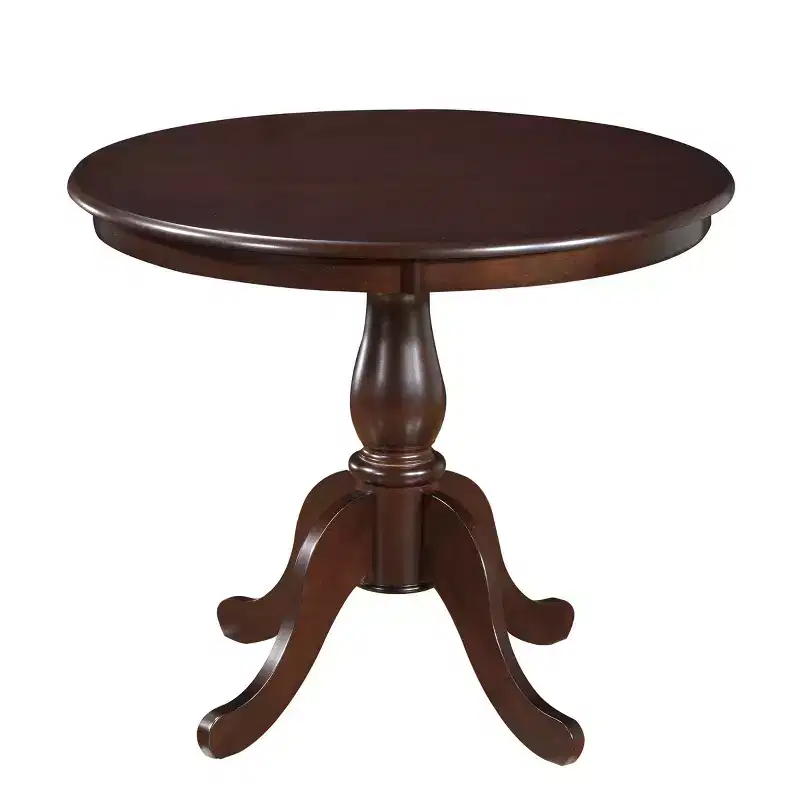 Round Pedestal Dining Table – Espresso / Black, Seats 4