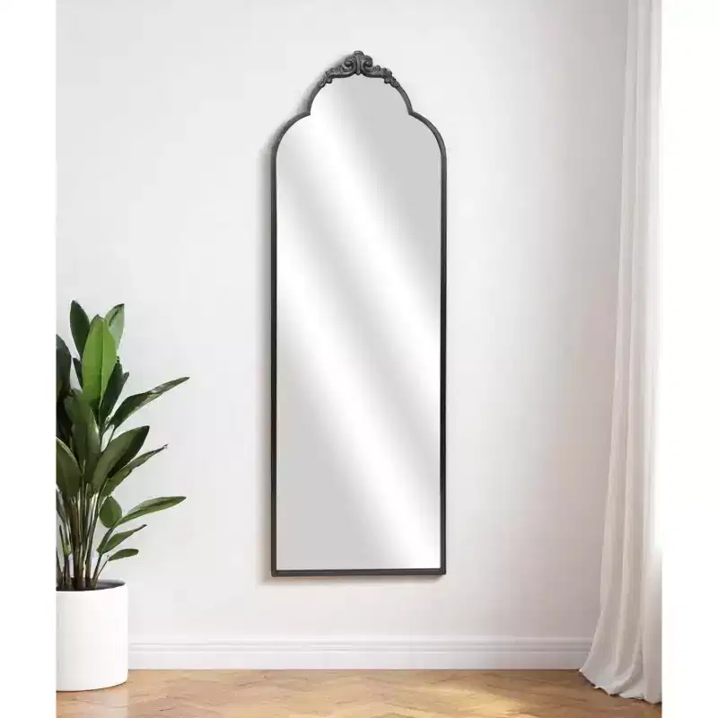 HomeRoots 65 Black Metal Arch Full Length Hanging Mirror