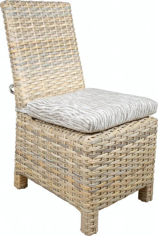 Outdoor Wicker Patio Dining Table with Woven Tile Top Aluminum Frame