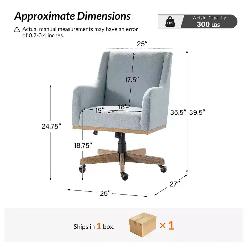 Merry Office Chair with Adjustable Height and Curved Armrests|HULALA HOME