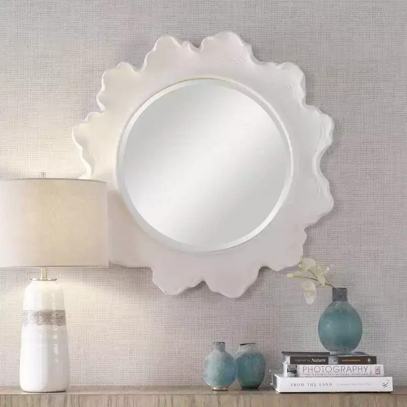 Uttermost Sea Coral Matte White 33 3/4 Round Wall Mirror