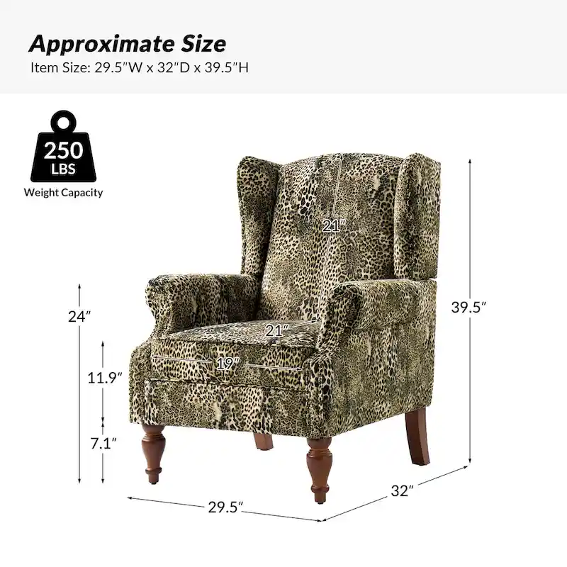 Ivan Traditional Animal Pattern Armchair with Nailhead Trim by HULALA HOME