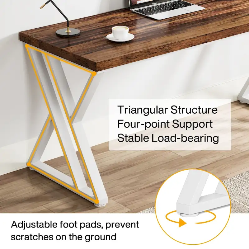55-Inch Computer Desk with Z-Shape Metal Legs