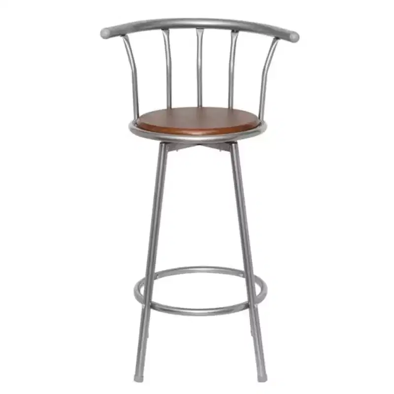 vidaXL Bar Stool Set of 2 Brown MDF, Steel Standard Swivel Bar Stool