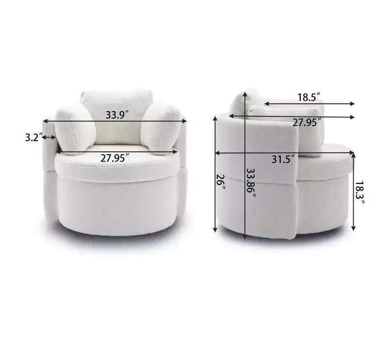 Swivel Accent Chair, 360Swivel Barrel Chair with Storage, Upholstered Arm Chair with Cushion, Modern Round Chair for Living Room Bedroom