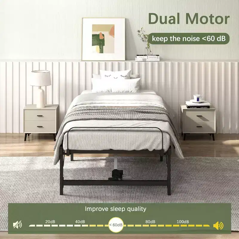 Sandinrayli Adjustable Bed Frame Electric Bed Base with Remote Control , Twin XL
