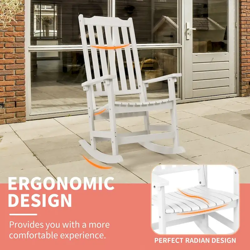 Vrakae 2 PCS Patio All Weather Resistant High Back Rocking Chair