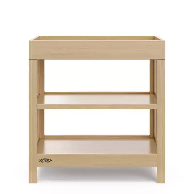 Baby Changing Table with Water-Resistant Pad & 2 Open Shelves – GREENGUARD Gold Certified, White