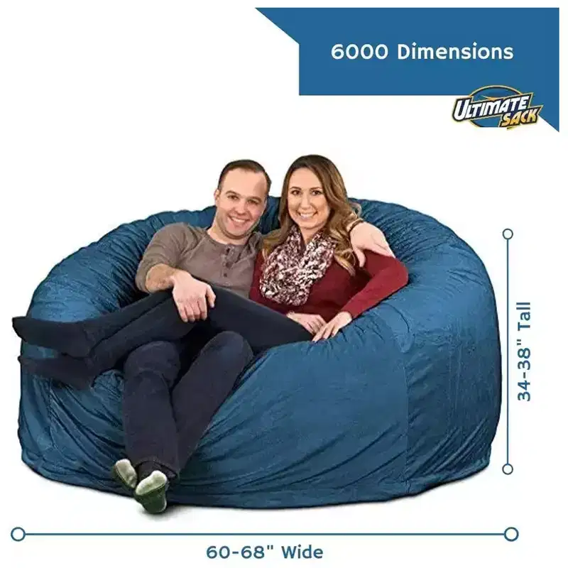 Ultimate Sack 6 ft Bean Bag Chair, Oversized Indoor Comfy Lounger, Cloud Fur