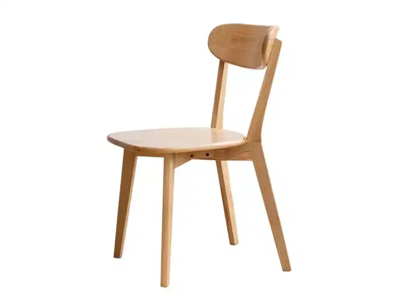 Oak Dining Chair with Curved Backrest & Circular Edge, 16.54 Seat Depth, Wooden Anti-Slip Kitchen Chair for Restaurant, Lounge, or Dining Room