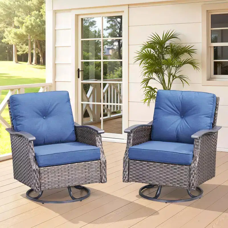 GDFStudio Ashbourne Outdoor Swivel Glider Chair Set with Cushions (Set of 2)