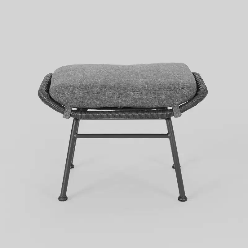 Chalet Modern Boho Chat Set Gray - Christopher Knight Home: Wicker & Metal Frame, 4-Piece Patio Ensemble
