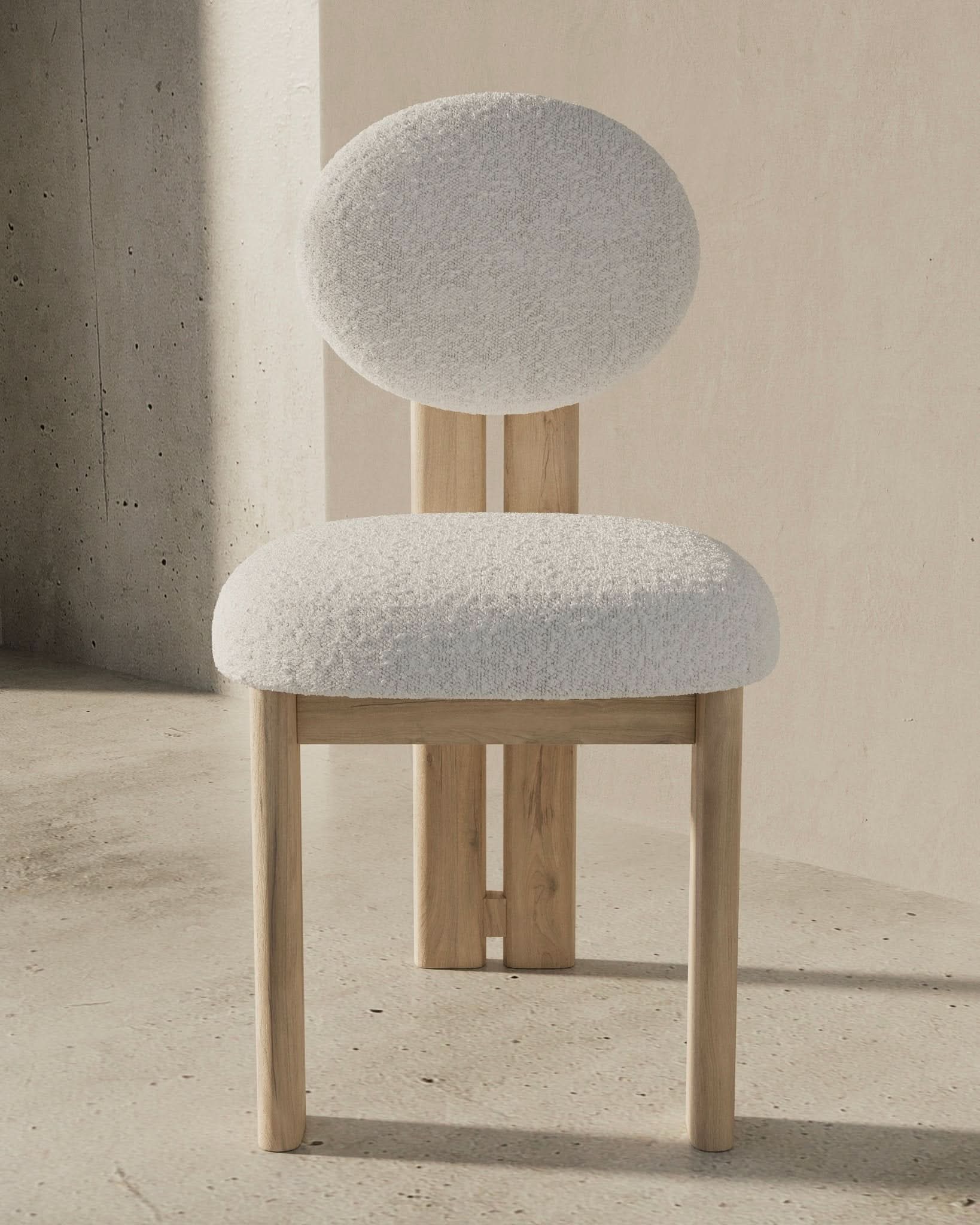 Dining Chair (Set of 2) - Upholstered in luxurious off-white fabric, this chair features a sophisticated boucle blend of 95% polyester and 5%...