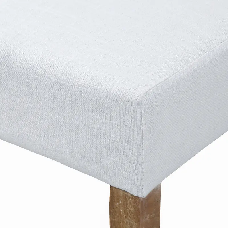 Feni Dining Parsons Chair Set of 2, Tufted Rolled, Off White Linen