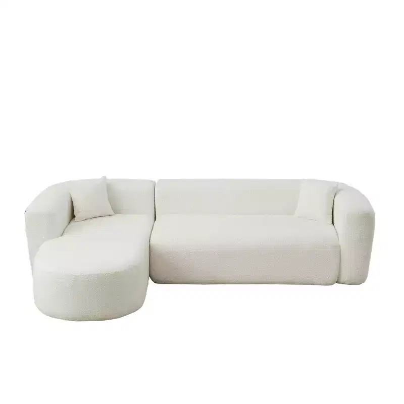 Clihome 109.4 L-Shaped Modular Sectional Sofa Left Chaise Chenille Fabric Cloud Sofa with 2 Pillows
