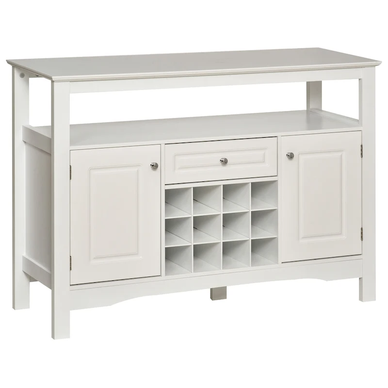 HOMCOM Modern Kitchen Buffet Bar Cabinet Storage with Drawer and 12-Bottle Wine Rack for Living Room - 45.75*15.75*32.5