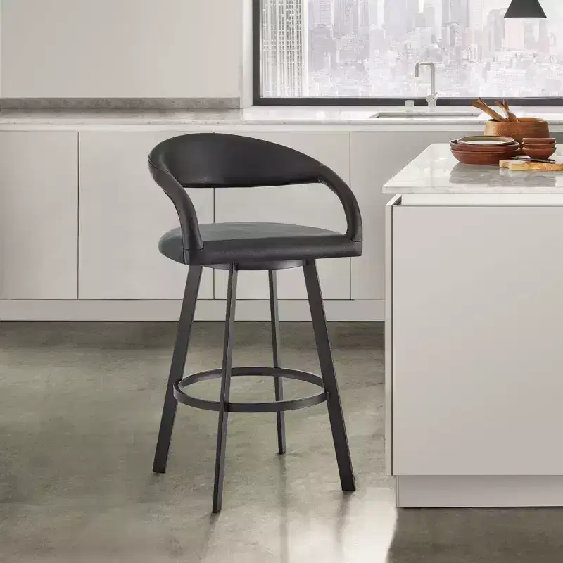 26-inch faux leather swivel bar stool