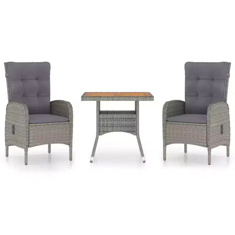 vidaXL Garden Dining Set Grey Poly Rattan Medium Seats Many