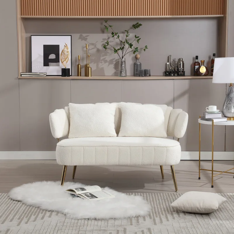 Modern Upholstered Armsofa Tufted Sofa with Metal Frame