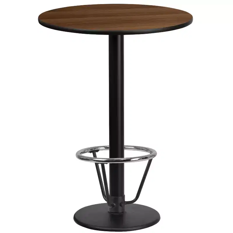 Emma and Oliver 24 Round Laminate Bar Table with 18 Round Foot Ring Base
