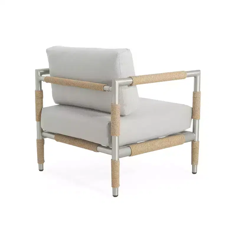 Christopher Knight Home Wevin Aluminum Chair with Cushions, Light Grey