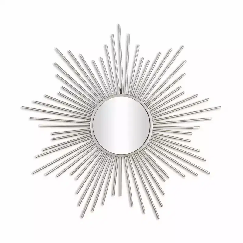 32 Silver Metal Sunburst Framed Accent Mirror