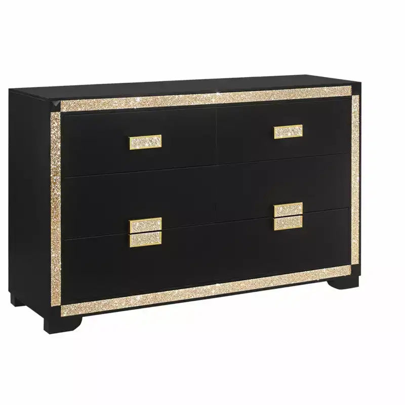 20.25 in.H Chip Board Horizontal Dresser with 4 Drawers in Black