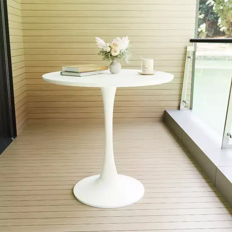 31.5 White Round Dining Table, Tulip Table Kitchen Dining Table 2-4 People with MDF Table Top & Pedestal Base