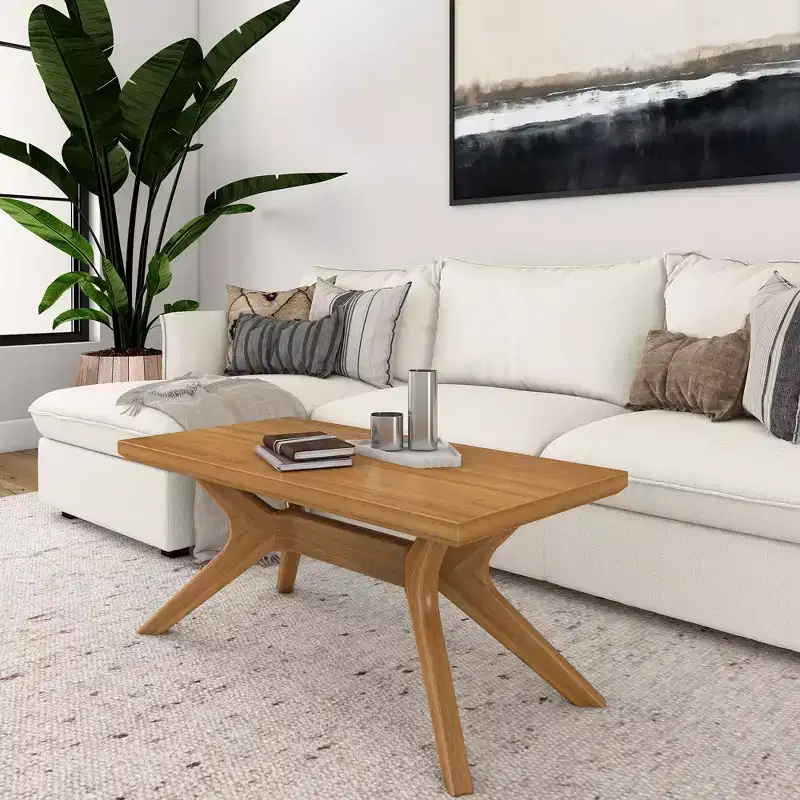 Solid Wood Cross Leg Rectangular Coffee Table, 40