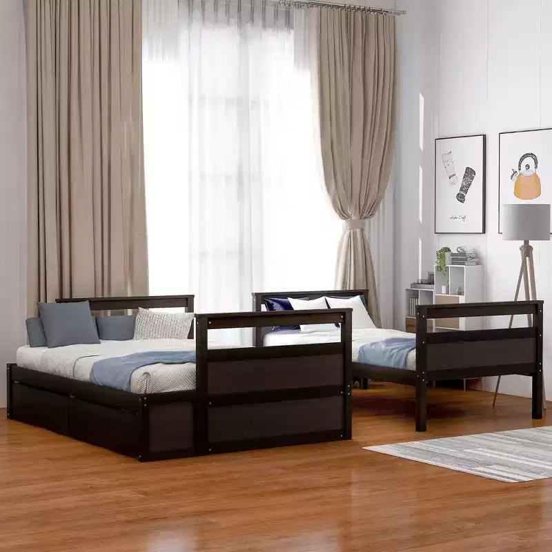 Whisen Twin over Full Bunk Bed with 2-Storage Drawers