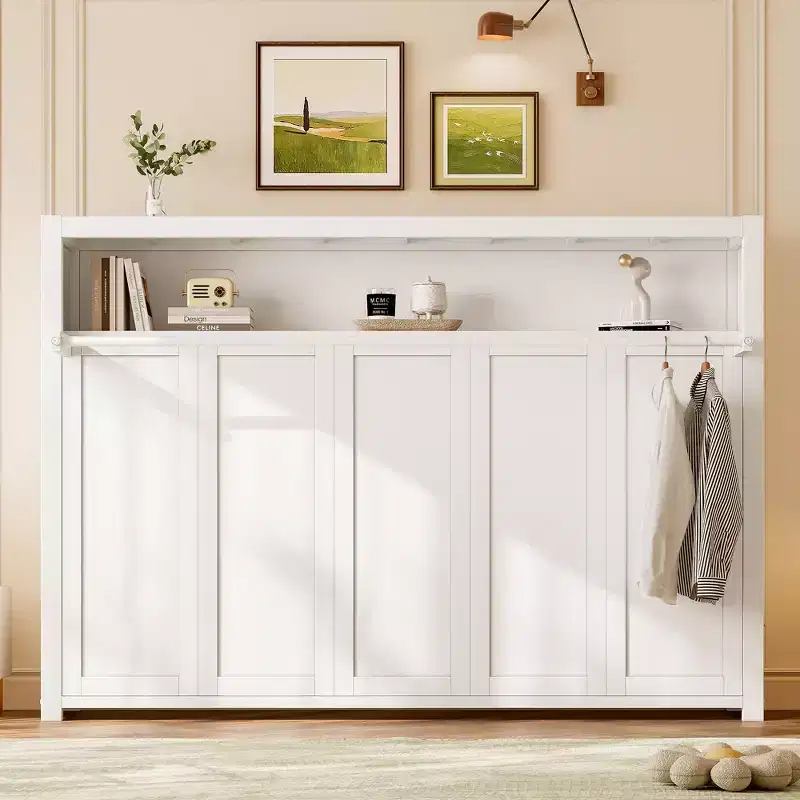 Bellemave Twin Murphy Bed with Shelves and Foldable,Metal Wall Murphy Bed Frame with Space-Saving Design