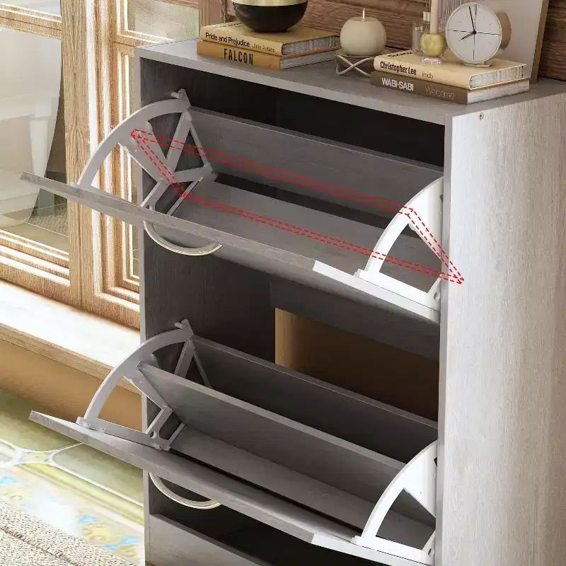 Famapy Gray Entryway Shoe Cabinet With Flipped Drawers